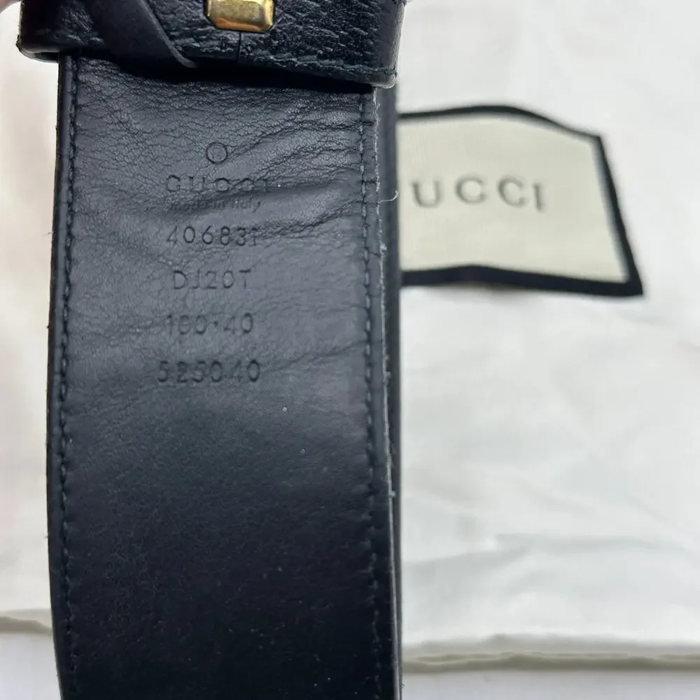 GUCCI GG Marmont Wide Leather Belt With Buckle Gold Sz 100 / 40